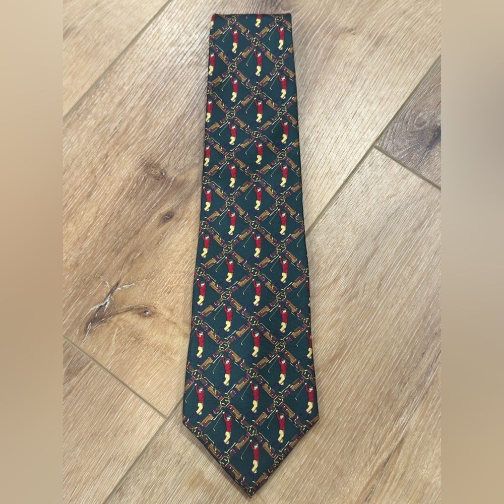 TOMMY HILFIGER TIE - GOLFER PATTERN - 100% ITALIAN SILK - Made in USA
